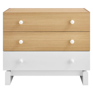 Modway Furniture Nolia 3-Drawer Color Block Dresser - Modern Oak White Storage for Small Spaces & Versatile Use MOD-7239-OAK-WHI
