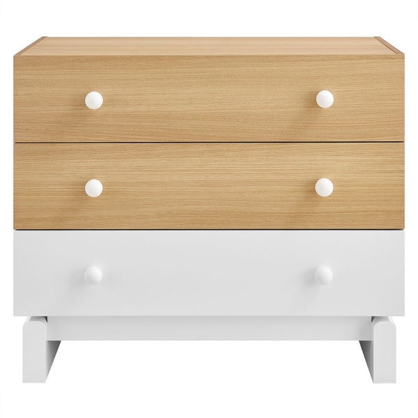 Modway Furniture Nolia 3-Drawer Color Block Dresser - Modern Oak White Storage for Small Spaces & Versatile Use MOD-7239-OAK-WHI