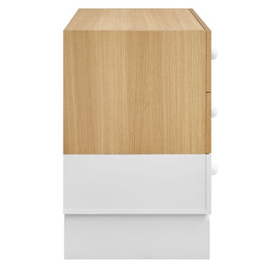 Modway Furniture Nolia 3-Drawer Color Block Dresser - Modern Oak White Storage for Small Spaces & Versatile Use MOD-7239-OAK-WHI