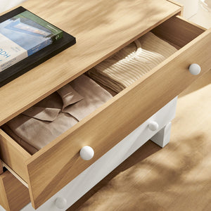 Modway Furniture Nolia 3-Drawer Color Block Dresser - Modern Oak White Storage for Small Spaces & Versatile Use MOD-7239-OAK-WHI