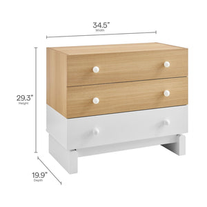 Modway Furniture Nolia 3-Drawer Color Block Dresser - Modern Oak White Storage for Small Spaces & Versatile Use MOD-7239-OAK-WHI