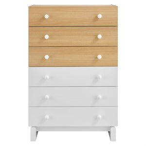 Modway Furniture Nolia 6-Drawer Mid-Century Color Block Dresser Chest – Stylish Storage for Small Spaces & Modern Homes MOD-7240-OAK-WHI