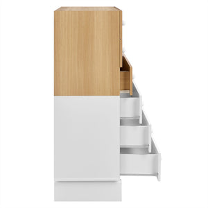 Modway Furniture Nolia 6-Drawer Mid-Century Color Block Dresser Chest – Stylish Storage for Small Spaces & Modern Homes MOD-7240-OAK-WHI