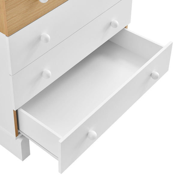 Modway Furniture Nolia 6-Drawer Mid-Century Color Block Dresser Chest – Stylish Storage for Small Spaces & Modern Homes MOD-7240-OAK-WHI
