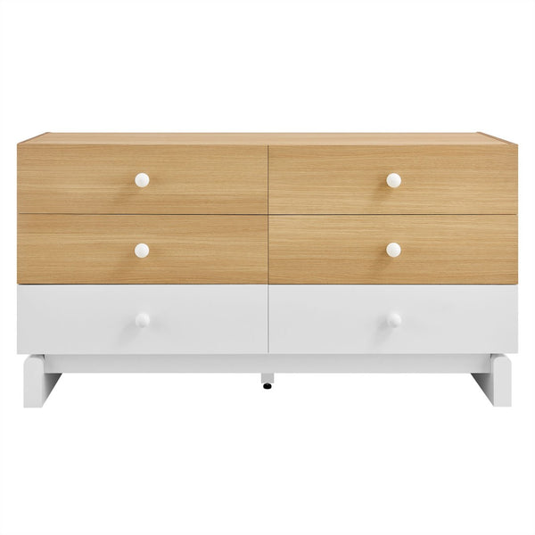Modway Furniture Nolia 6-Drawer Color Block Dresser - Stylish Mid-Century Modern Storage for Bedroom & TV Stand MOD-7241-OAK-WHI