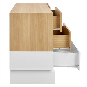 Modway Furniture Nolia 6-Drawer Color Block Dresser - Stylish Mid-Century Modern Storage for Bedroom & TV Stand MOD-7241-OAK-WHI