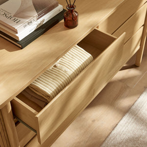 Modway Furniture Cadence 6-Drawer Contemporary Dresser with Curved Design and Fluted Detailing for Elegant Storage Oak MOD-7242-OAK