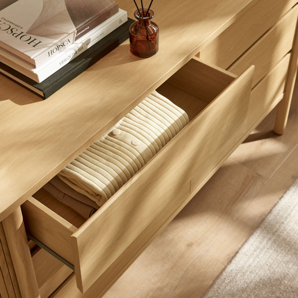 Modway Furniture Cadence 6-Drawer Contemporary Dresser with Curved Design and Fluted Detailing for Elegant Storage Oak MOD-7242-OAK