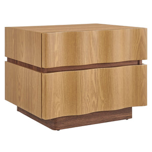 Modway Furniture Isola 2-Drawer Nightstand - Contemporary Storage Solution for Bedroom or Living Room Spaces Light Oak Walnut MOD-7243-LOA-WAL