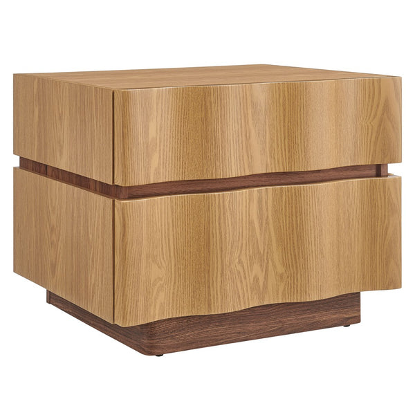 Modway Furniture Isola 2-Drawer Nightstand - Contemporary Storage Solution for Bedroom or Living Room Spaces Light Oak Walnut MOD-7243-LOA-WAL