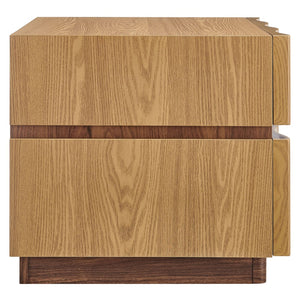 Modway Furniture Isola 2-Drawer Nightstand - Contemporary Storage Solution for Bedroom or Living Room Spaces Light Oak Walnut MOD-7243-LOA-WAL