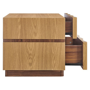 Modway Furniture Isola 2-Drawer Nightstand - Contemporary Storage Solution for Bedroom or Living Room Spaces Light Oak Walnut MOD-7243-LOA-WAL