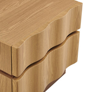 Modway Furniture Isola 2-Drawer Nightstand - Contemporary Storage Solution for Bedroom or Living Room Spaces Light Oak Walnut MOD-7243-LOA-WAL