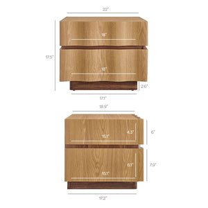 Modway Furniture Isola 2-Drawer Nightstand - Contemporary Storage Solution for Bedroom or Living Room Spaces Light Oak Walnut MOD-7243-LOA-WAL