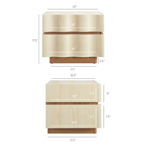 Modway Furniture Isola 2-Drawer Nightstand - Contemporary Storage Solution for Bedroom or Living Room Spaces White Light Oak MOD-7243-WHI-LOA