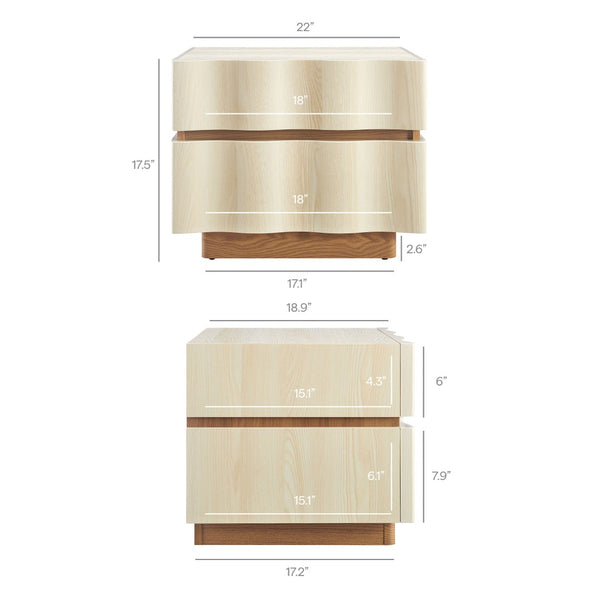 Modway Furniture Isola 2-Drawer Nightstand - Contemporary Storage Solution for Bedroom or Living Room Spaces White Light Oak MOD-7243-WHI-LOA