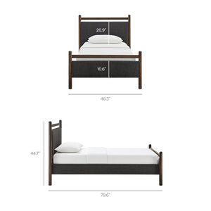 Modway Furniture Ginny Upholstered Twin Platform Bed Padded Headboard Solid Wood Frame for Kids Room Wenge Heathered Dark Gray MOD-7244-WEN-HDG