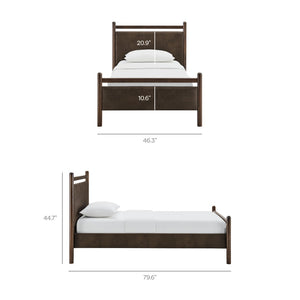 Modway Furniture Ginny Twin Platform Bed Padded Vegan Leather Headboard Footboard Solid Wood Frame Wenge Mushroom MOD-7245-WEN-MUS