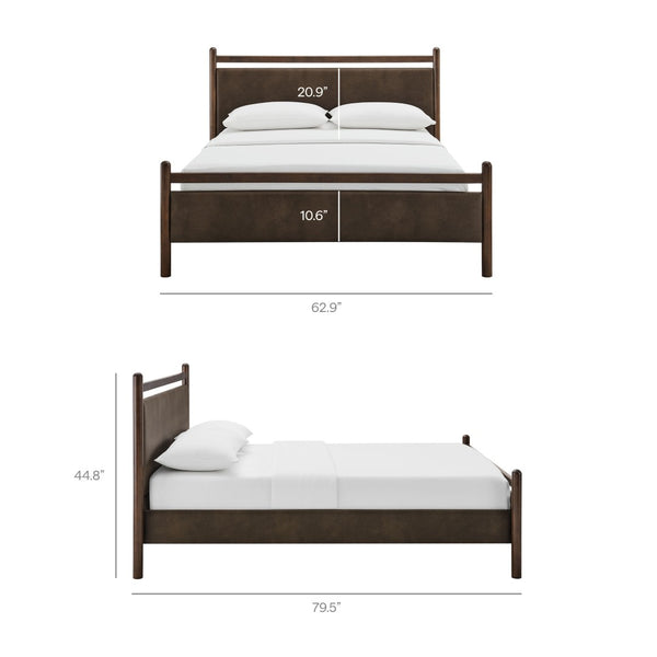 Modway Furniture Ginny Faux Leather Platform Bed with Cushioned Headboard for Modern Bedrooms Wenge Mushroom MOD-7247-WEN-MUS