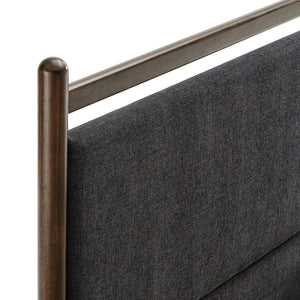 Modway Furniture Ginny Queen Platform Bed Upholstered Padded Headboard Modern Low Profile Frame Wenge Heathered Dark Gray MOD-7248-WEN-HDG