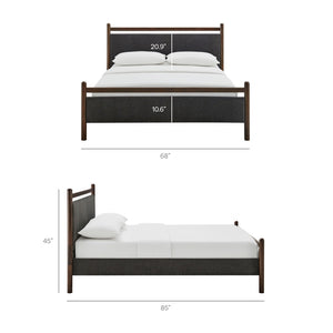 Modway Furniture Ginny Queen Platform Bed Upholstered Padded Headboard Modern Low Profile Frame Wenge Heathered Dark Gray MOD-7248-WEN-HDG