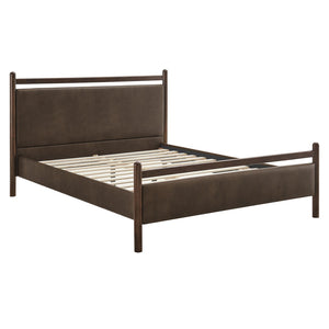 Modway Furniture Ginny Queen Platform Bed Vegan Leather Upholstered Low Profile Frame for Modern Bedrooms Wenge Mushroom MOD-7249-WEN-MUS