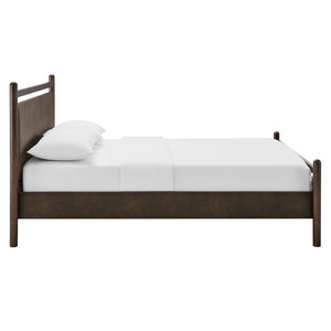 Modway Furniture Ginny Queen Platform Bed Vegan Leather Upholstered Low Profile Frame for Modern Bedrooms Wenge Mushroom MOD-7249-WEN-MUS