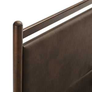 Modway Furniture Ginny Vegan Leather Upholstered King Platform Bed with Padded Headboard and Footboard Wenge Mushroom MOD-7251-WEN-MUS
