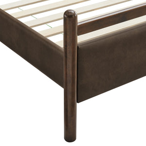 Modway Furniture Ginny Vegan Leather Upholstered King Platform Bed with Padded Headboard and Footboard Wenge Mushroom MOD-7251-WEN-MUS