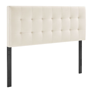 Modway Furniture Lily Performance Velvet Upholstered Headboard with Biscuit Tufting for Full Beds Alabaster MOD-7253-ALA