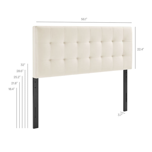 Modway Furniture Lily Performance Velvet Upholstered Headboard with Biscuit Tufting for Full Beds Alabaster MOD-7253-ALA