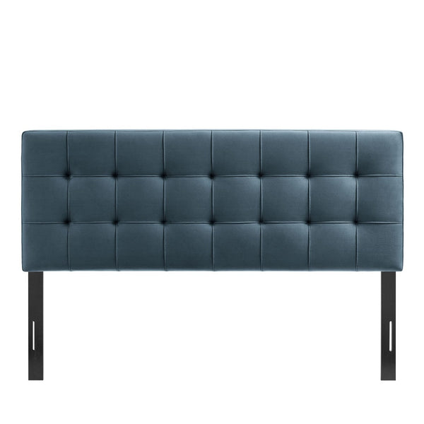 Modway Furniture Lily Performance Velvet Upholstered Headboard with Biscuit Tufting for Full Beds Cadet Blue MOD-7253-CAB