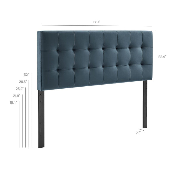Modway Furniture Lily Performance Velvet Upholstered Headboard with Biscuit Tufting for Full Beds Cadet Blue MOD-7253-CAB