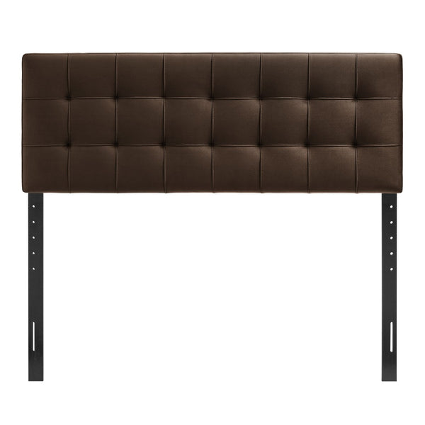 Modway Furniture Lily Performance Velvet Upholstered Headboard with Biscuit Tufting for Full Beds Chocolate Brown MOD-7253-CHB