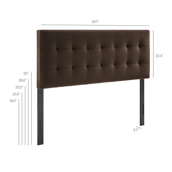 Modway Furniture Lily Performance Velvet Upholstered Headboard with Biscuit Tufting for Full Beds Chocolate Brown MOD-7253-CHB