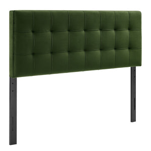 Modway Furniture Lily Performance Velvet Upholstered Headboard with Biscuit Tufting for Full Beds Moss Green MOD-7253-MOG