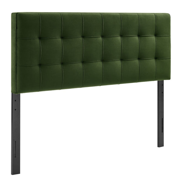 Modway Furniture Lily Performance Velvet Upholstered Headboard with Biscuit Tufting for Full Beds Moss Green MOD-7253-MOG