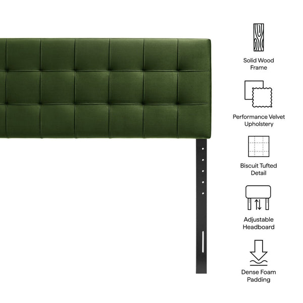 Modway Furniture Lily Performance Velvet Upholstered Headboard with Biscuit Tufting for Full Beds Moss Green MOD-7253-MOG