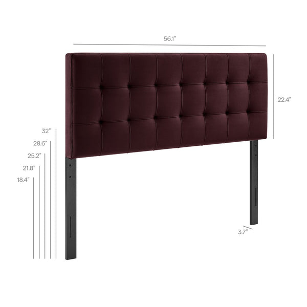 Modway Furniture Lily Performance Velvet Upholstered Headboard with Biscuit Tufting for Full Beds Mulberry MOD-7253-MUL