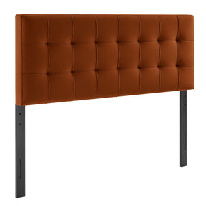 Modway Furniture Lily Performance Velvet Upholstered Headboard with Biscuit Tufting for Full Beds Rust MOD-7253-RUS