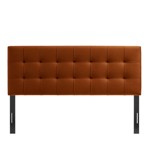 Modway Furniture Lily Performance Velvet Upholstered Headboard with Biscuit Tufting for Full Beds Rust MOD-7253-RUS