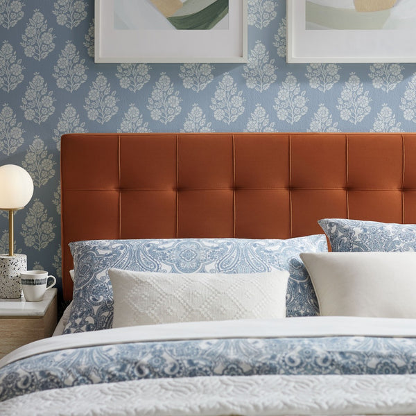 Modway Furniture Lily Performance Velvet Upholstered Headboard with Biscuit Tufting for Full Beds Rust MOD-7253-RUS