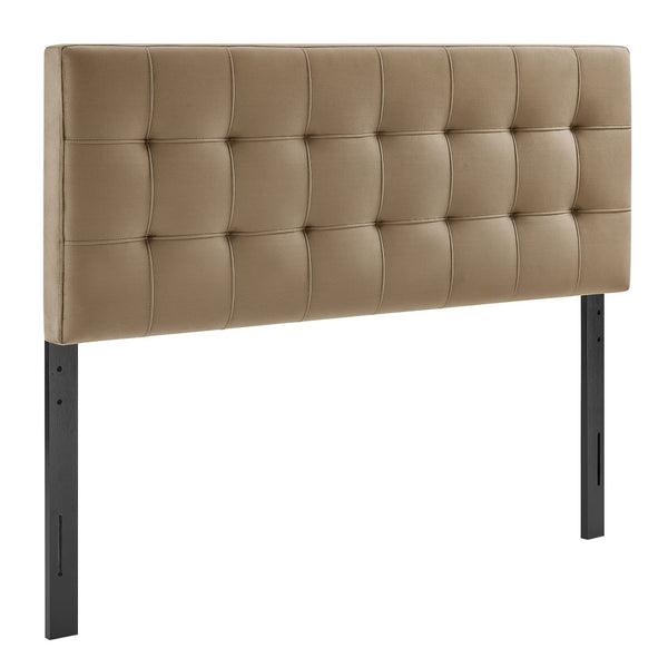 Modway Furniture Lily Performance Velvet Upholstered Headboard with Biscuit Tufting for Full Beds Taupe MOD-7253-TAU