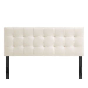 Modway Furniture Lily Performance Velvet Queen Headboard Biscuit Tufted Panel for Elegant Bedrooms Alabaster MOD-7254-ALA