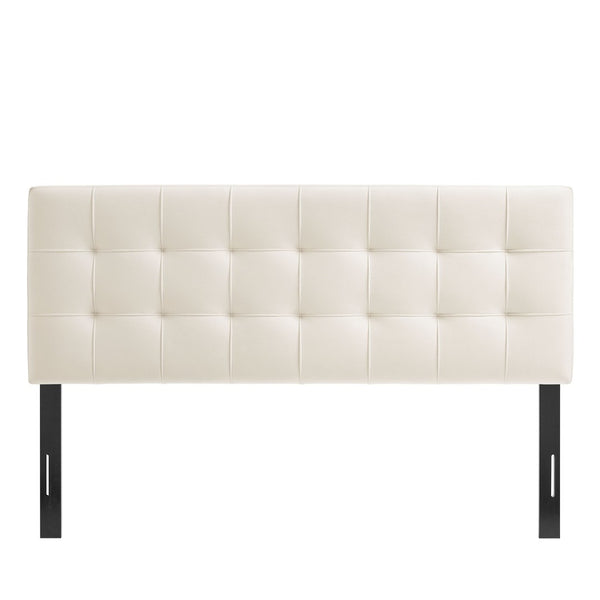 Modway Furniture Lily Performance Velvet Queen Headboard Biscuit Tufted Panel for Elegant Bedrooms Alabaster MOD-7254-ALA