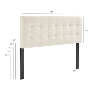 Modway Furniture Lily Performance Velvet Queen Headboard Biscuit Tufted Panel for Elegant Bedrooms Alabaster MOD-7254-ALA