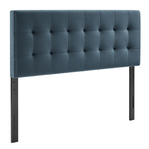 Modway Furniture Lily Performance Velvet Queen Headboard Biscuit Tufted Panel for Elegant Bedrooms Cadet Blue MOD-7254-CAB