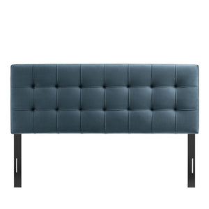 Modway Furniture Lily Performance Velvet Queen Headboard Biscuit Tufted Panel for Elegant Bedrooms Cadet Blue MOD-7254-CAB