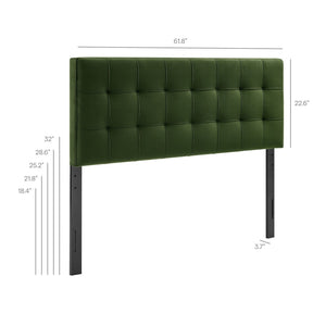 Modway Furniture Lily Performance Velvet Queen Headboard Biscuit Tufted Panel for Elegant Bedrooms Moss Green MOD-7254-MOG