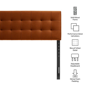 Modway Furniture Lily Performance Velvet Queen Headboard Biscuit Tufted Panel for Elegant Bedrooms Rust MOD-7254-RUS